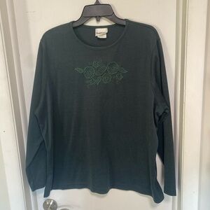 BonWorth Forest Green Floral Top